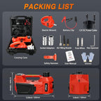Electric Car Jack Kit 5 Ton 12V Hydraulic Car Jack with Impact Wrench, 3 in 1 Portable Electric Floor Jack with Tire Inflator Pump LED Light for Sedan SUV Truck Change Tire Garage Repair