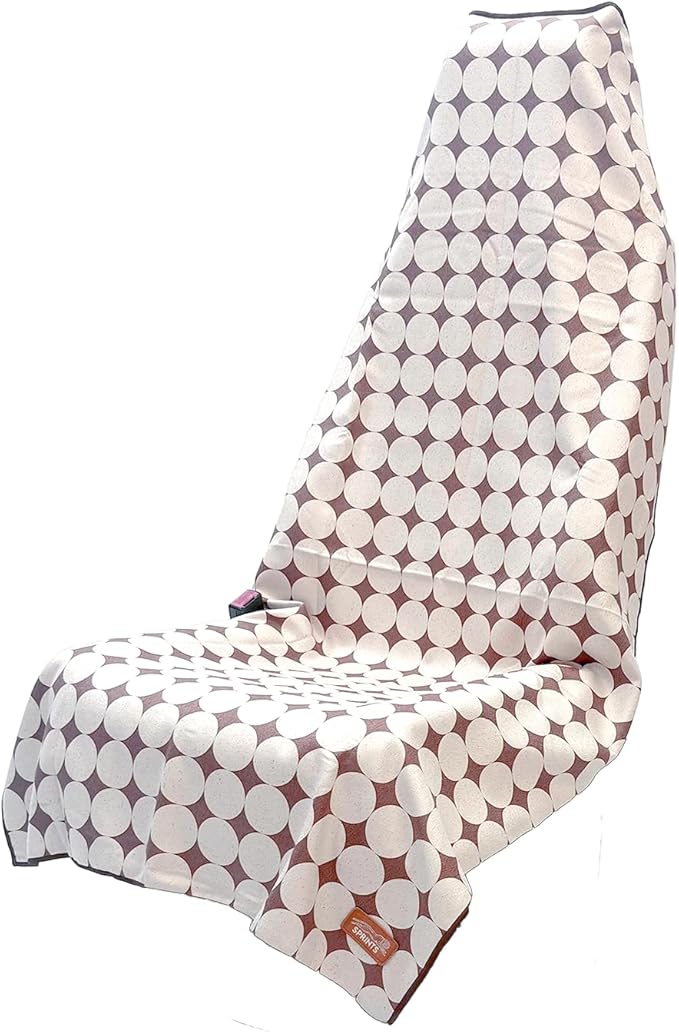 Athletic Running Towel, Full-Sized, Car Seat Cover - Performance Microfiber (Kaleidoscope Cream w/Snaps)