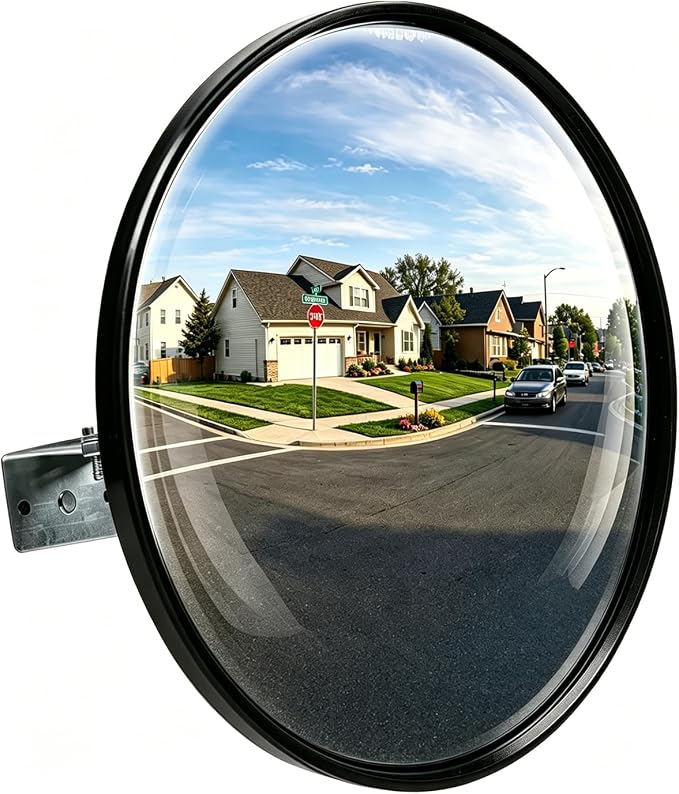 12" Convex Safety Mirror– 180° Adjustable Wide Angle Acrylic Traffic Mirror for Driveway, Garage & Warehouse, Eliminate Blind Spots, Shatterproof Indoor/Outdoor with Easy Wall Mount