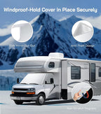 Oxford Windshield Cover for Chevy Express/GMC Savana Van 2001-2026, Thick Class C Motorhome Front Window Cover, for Ice & Snow, Silver with Mirror Cutouts