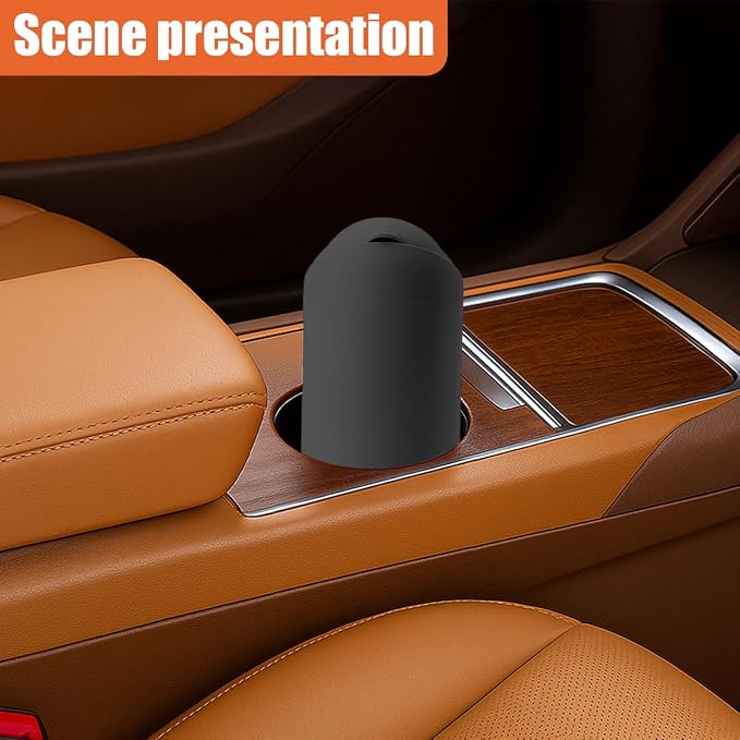 Car Trash Can with Flip Lid, Mini Portable Silicone Auto Cup Holder Garbage Bin, Leakproof Vehicle Trash Storage, Universal Car Accessories for SUV Truck Van Home Office(Black)