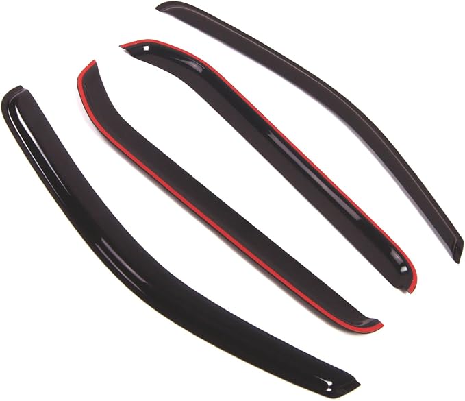 WD2-362 Dark Smoke 4 Pcs Set Window Visor (Outside Mount) Deflector Rain Guard Compatible with 2005-2016 Nissan Xterra