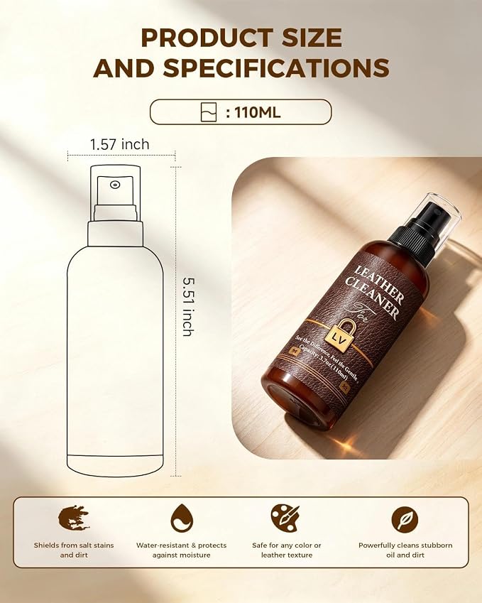 Leather Cleaner Set for Louis Vuitton, Powerful Stain Removal with Gentle Care, Cleaning Kit for LV Handbags, Wallets, Purses and Other Luxury Bags