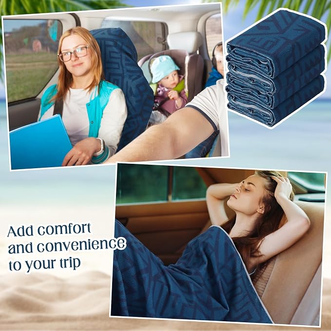 2 Pack Car Seat Towel Covers Athletic Running Towel Performance Microfiber Post Workout Sweat Washable Cover Non Slip for Seat Outdoor Sport (Blue Aztec)