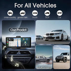Wireless Carplay Screen for Car, 10.26" Portable Car Radio with Apple CarPlay & Android Auto, Backup Camera/Mirror Link/GPS/BT/Voice Control/AUX/FM Satellite Radio for All Vehicles