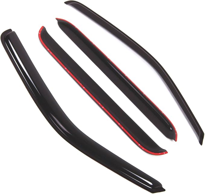 Outside Mount Window Vent Visors Rain Guards Compatible with Honda Ridgeline 2006-2014 | Side Window Wind Deflectors Rain Shields | Smoke Tinted, 4 Pcs Set, DGWV-528
