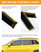 in-Channel Window Rain Guards Fit for Volkswagen VW Tiguan 2018-2024 Rain Guards Extra Durable Side Window Deflectors Visors Vent Visors Vent Shades Car Accessories -4 pcs