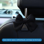 2PCS Car Seat Hooks, Cute Bow Car Seat Headrest Hooks for Purses, Bags, Umbrella, Universal Automotive Interior Decoration Accessoriesl for Vehicle, SUV, Sedan, Truck (Black)