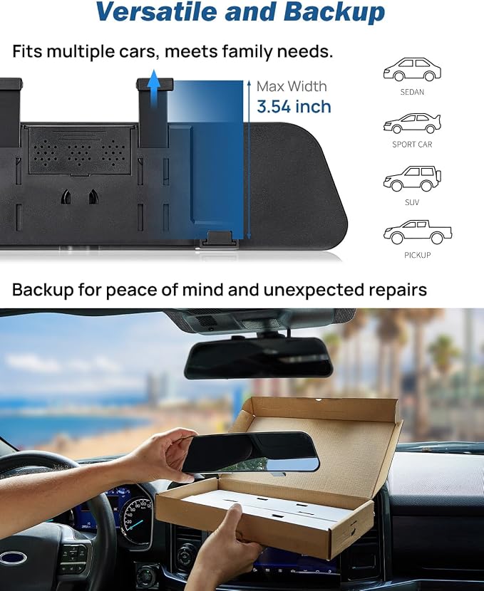 Rearview Mirror, 2 pack 12 Inch Panoramic Interior Clip-on Wide Angle Convex Rear View Mirror, Reduce Blind Spot Effectively for More Car SUV Trucks -Clear