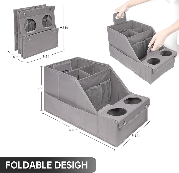 Car Seat Organizer - Backseat Organizer with 11 Storage Compartments and 2 Cup Holders for Travel, Kids