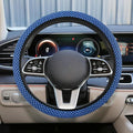 Elastic Stretch Steering Wheel Cover, 15" Breathable Microfiber Ice Silk Steering Wheel Protector, Universal Anti-Slip Car Warm in Winter&Cool in Summer Accessories for Men Women (Blue)