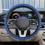 Elastic Stretch Steering Wheel Cover, 15" Breathable Microfiber Ice Silk Steering Wheel Protector, Universal Anti-Slip Car Warm in Winter&Cool in Summer Accessories for Men Women (Blue)