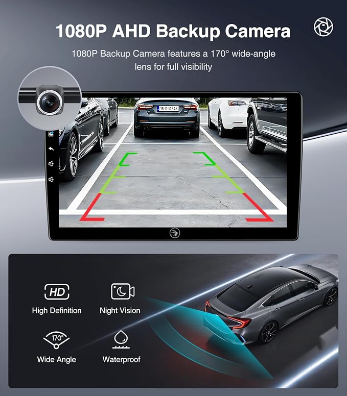 QLED Linux Car Stereo for Toyota Highlander 2008-2014 - Fast Boot Wireless CarPlay & Android Auto Radio, AHD 1080P Backup Camera, Bluetooth, SWC, AM/FM, Dash Kit Replacement