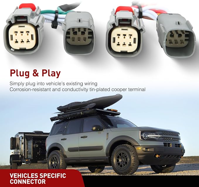4 Pin Trailer Wiring Harness 56462 Vehicle Side Custom for 2021 2022 2023 2024 Ford Bronco Sport Simple Fit Tow Hitch Accessories