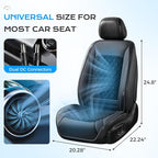Coverado 12V-24V Ventilated Cooling Car Seat Cover Front Seat, Upgraded 3 Adjustable Wind Speeds Long Lasting Coolness Summer Driving Seat Cushion Universal Fit for Car SUV Truck, Classic Black