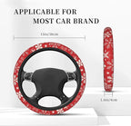 Christmas Snowflakes Steering Wheel Cover, Elastic Non-Slip Steering Wheel Protector,Auto Interior Decor for Women Girls,Universal 15" Fit for Sedans,Trucks