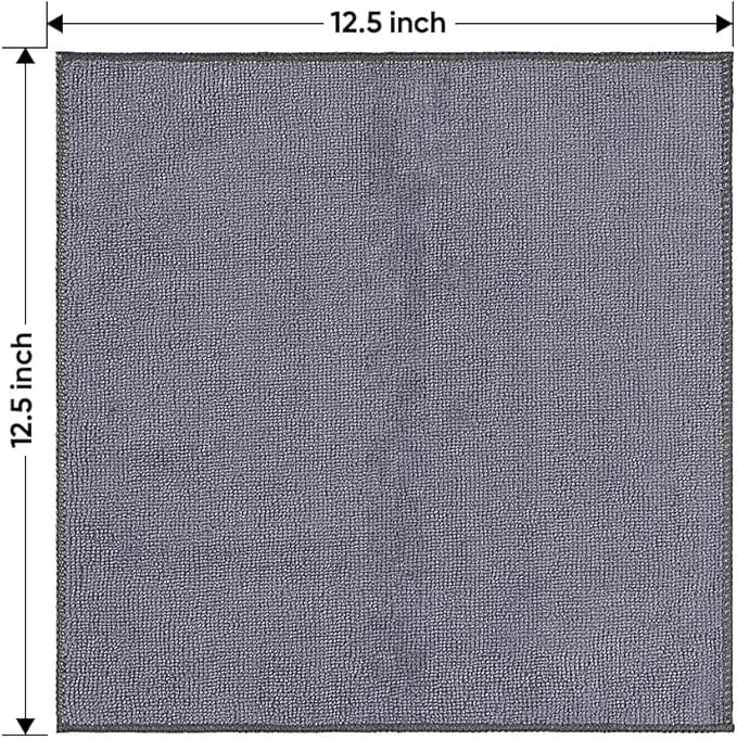 Grey Microfiber Cleaning Cloth 200 Pack, 11.5 x 11.5 inch Bulk Shop Towels | Reusable Cleaning Rags for Cars, Kitchen, Window, Garage and House, Ultra Absorbent, Lint Free, Streak Free