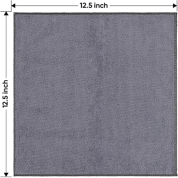 Grey Microfiber Cleaning Cloth 50 Pack, 12.5 x 12.5 inch Microfiber Towels for Cars, Ultra Absorbent Car Washing Cloth, Lint Free Streak Free Cleaning Rags for Car, Kitchen, and Window
