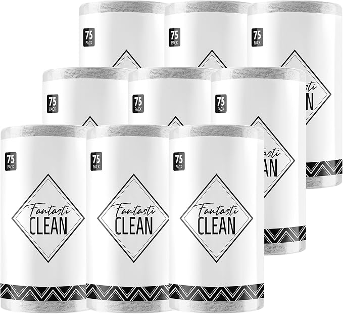 Microfiber Cleaning Cloth Rolls- 675 Sheets (9 Rolls of Grey) | 12'' by 12'', Super Absorbent, Lint-free, Tear-away Microfiber Towel Roll, for All-Purpose Cleaning