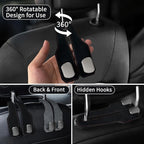 Car Seat Headrest Hooks for Purses and Bags, 2 Pack Bag Purse Holder for Car With Double Metal Hooks, Car Purse Hanger, Headrest Back Seat Handbags Hook Cute Hanging Accessories, Black