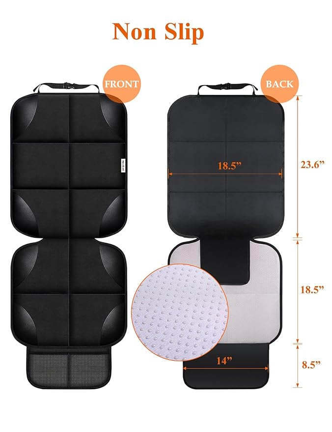 Car Seat Protector for Child Car Seat, Durable 600D Fabric Waterproof Car Seat Cover with Thick Pad Non-Slip Backing，No Imprints (Black 1pc)