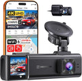 F7NA 4K Dual Dash Cam, STARVIS 2 IMX678, 8MP, 5GHz WiFi (20MB/s Fast Download), 4K Front 1080P Rear, GPS, Voice Control, WDR, HDR Night Vision, 24H Parking Mode, Support 512GB Max(No SD Card)