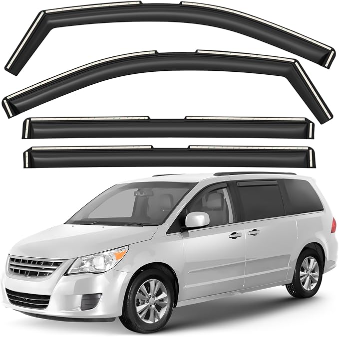 Window Deflectors Smoke Tinted In-Channel Side Window Vent Visor Deflectors Rain Guards Compatible with Routan 2009-2014 - 4pcs. GW0621