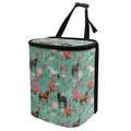 Horse Flower Print Car Trash Can with Lid, Leak Proof Auto Trash Bag Hanging Vehicle Garbage Can Multipurpose Storage Container for Back Seat Road Trip