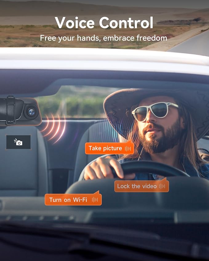 G850 12" 4K Rear View Mirror Camera with 5.8GHz WiFi and Voice Control, Smart Mirror Dash Cam Front and Rear, Backup Camera with 1080P, Dash Cam with WDR, Includes 64GB Card & GPS