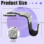6 Pack Bling Car Seat Headrest Hooks, Bling Car Accessories for Women, Rhinestone Purse Hook for Car, Universal Storage Organizer for Handbag Grocery Bags Coats (Bling White)