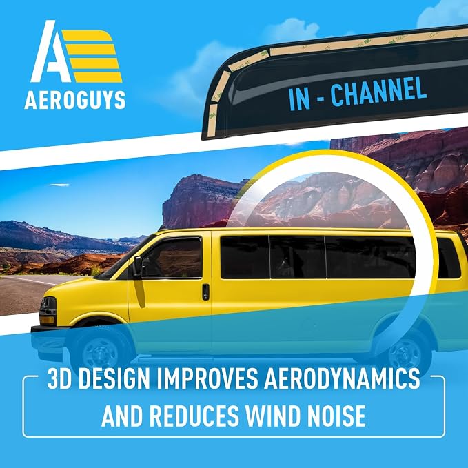 Extra Durable Window Deflectors in-Channel Visors Rain Guards Fit for Chevrolet (Chevy) Express Van 1996-2026, Sun Visors, Wind Vent for Shades, Exterior Car Accessories - 2pcs. AG0420