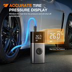 Tire Inflator Portable Air Compressor Rechargeable 12VDC 150PSI Cordless Battery Cigarette Powered 2X Faster Inflation Pump w/Digital Pressure Gauge for Car Motorcycle Bike