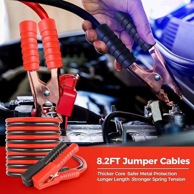 20PCS Car Emergency Kit with Jumper Cables, Roadside Safety Emergency Car Kit for Vehicle Truck Motorcycle - Gifts for Men Women Teenagers, Easy Storage(Black)