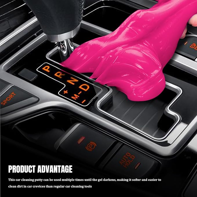 Car Cleaning Gel Clean Putty, Reusable Car Interior Cleaner Slime, Auto Detail Cleaning Soft Rubber Supplies, Universal Multi-Functional Cleaning Tool Accessories for Men Women (Pink)