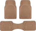 FlexTough LITE Rubber Car Mats Full Set - All Weather Floor Mats for Trucks, Cars & SUVs - Automotive Waterproof Beige Car Floor Mats for Cars Interior Accessories Universal Trim-to-Fit
