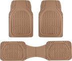 FlexTough LITE Rubber Car Mats Full Set - All Weather Floor Mats for Trucks, Cars & SUVs - Automotive Waterproof Beige Car Floor Mats for Cars Interior Accessories Universal Trim-to-Fit
