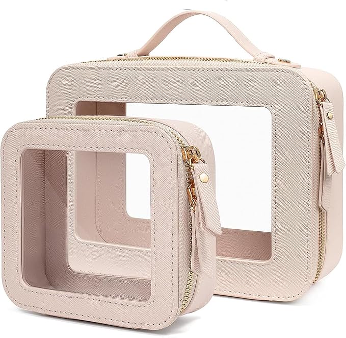 Clear Makeup Bag Small, TSA Approved Portable Toiletry Bag with Zipper Cosmetic Travel Bag Makeup Organizer Case Mini Makeup Pouch for Purse Car Organizer Bag for Women Men