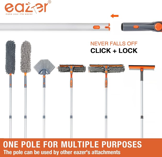46'' Professional Window Cleaner Tool, 2-in-1 Rotatable Squeegee for Window Cleaning Kit, Window Washing Equipment Kit with Threaded Extension Pole(20''-46'') for Shower/Windshield.