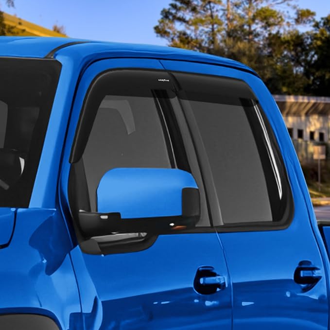 Goodyear Shatterproof Window Deflectors for Nissan Frontier 2022-2026 Crew Cab, Tape-on Rain Guards, Window Visors, Vent Deflector Visor, Car Accessories, 4 pcs. - GY008895