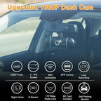 4 Channel 1080P Dash Cam Front Rear Left Right, 170° Wide Angle Car Camera with 5GHz WiFi App Control, Super Night Vision, 24H Parking Monitor, G-Sensor, Loop Recording, 64GB SD Card Included