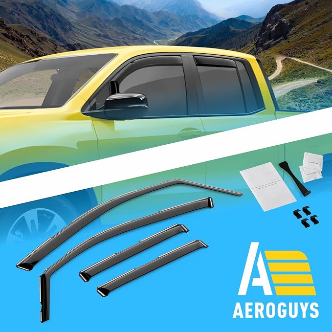 Extra Durable Window Deflectors in-Channel Window Visors Rain Guards Fit for Honda Ridgeline 2017-2026, Sun Visors, Wind Vent for Shades, Exterior Car Accessories - 4 pcs. AG0856