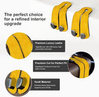 CoBak Purse Hook for Car - Universal Premium Stitched Leather and Aluminum-Magnesium Alloy Double Car Seat Back Storage Hook for Purses, Handbags, Bags (2 Pack),Bright Yellow