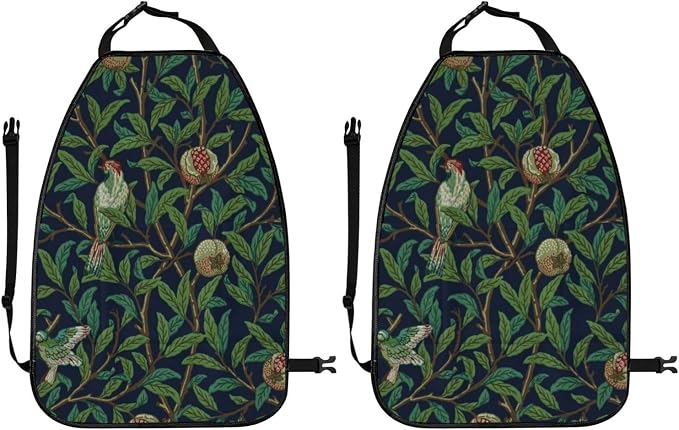 William Morris Pomegranate Fruit And Bird Car Seat Back Kick Protectors Kick Mats With Storage Pockets For Vehicles To Protect From Dirt Mud Scratches 2 Pack