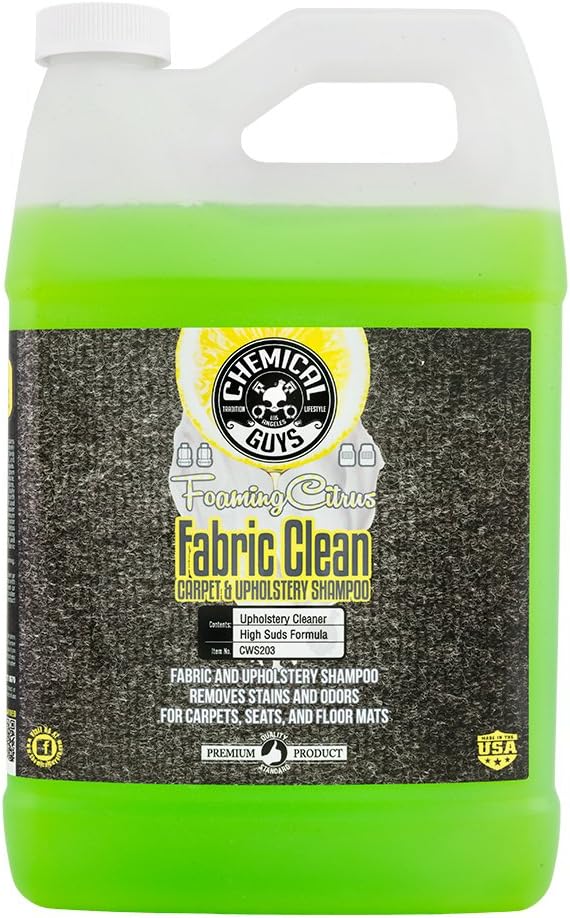 CWS203 Foaming Citrus Fabric Clean Carpet & Upholstery Cleaner (Car Carpets, Seats & Floor Mats), Safe for Cars, Home, Office, & More, 128 fl oz (1 Gallon), Citrus Scent