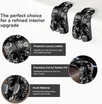 CoBak Purse Hook for Car - Universal Premium Stitched Leather and Aluminum-Magnesium Alloy Double Car Seat Back Storage Hook for Purses, Handbags, Bags (2 Pack),Floral Trace