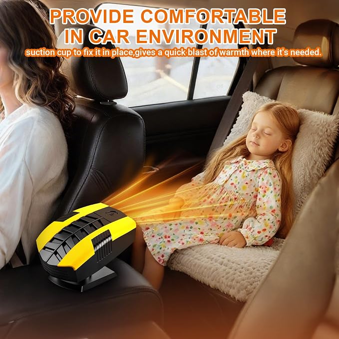 Car Heater,12V Portable Heater for Vehicle,2 in 1 Heating & Cooling Defroster for Car Windshield,Car Heater That Plugs Into Cigarette LighterWindow Defroster for Car,SUV,RV (Yellow)