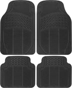 Floor Mats, 4-Piece All-Weather Car Mat with Universal Fit Design, Durable Rubber Car Floor Mats with Capture Ridges, Waterproof for Cars Trucks SUV (Black)