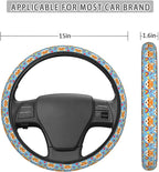 Fox Rainbow Love Steering Wheel Covers Anti-Slip Elasticity Car Accessories Steering Wheel Protector Universal 15 Inch for Cars SUV Vehicle Truck