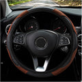 Car Steering Wheel Cover 15 inch, Microfiber PU Leather Elastic Steering Wheel Protector, Anti-Slip Breathable Car Interior Accessories for Most Cars (Coffee)