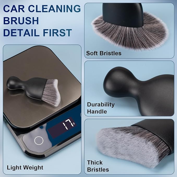 2 PCS Car Interior Detailing Brush, Auto Car Dusting Brushes, Soft Bristles Duster Removal Cleaning Tool for Dashboard Interior, Exterior, Skylight, Leather, Dust Brush, Dark Gray